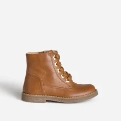 Buggy Boots^Bottine cuir œillets-fleurs CAMEL