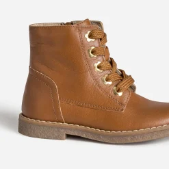 Buggy Boots^Bottine cuir œillets-fleurs CAMEL