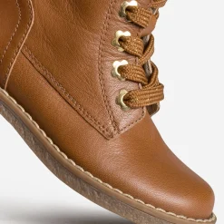 Buggy Boots^Bottine cuir œillets-fleurs CAMEL