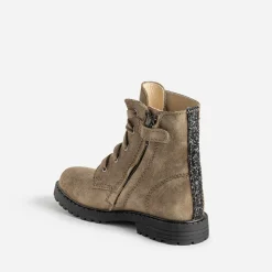 Buggy Boots^Bottine éco-conçue en cuir velours décor étoile KAKI