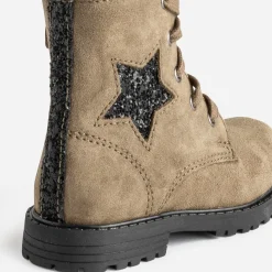 Buggy Boots^Bottine éco-conçue en cuir velours décor étoile KAKI