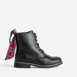 Buggy Boots^Bottine cuir détails rubans NOIR