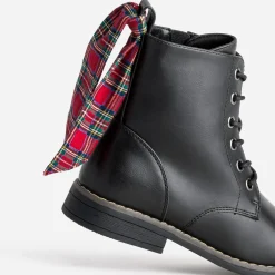 Buggy Boots^Bottine cuir détails rubans NOIR