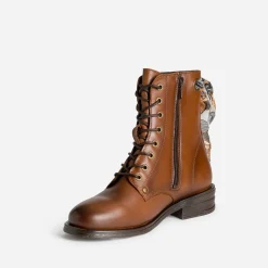 Eram Boots^Bottine camel cuir détail ruban MARRON