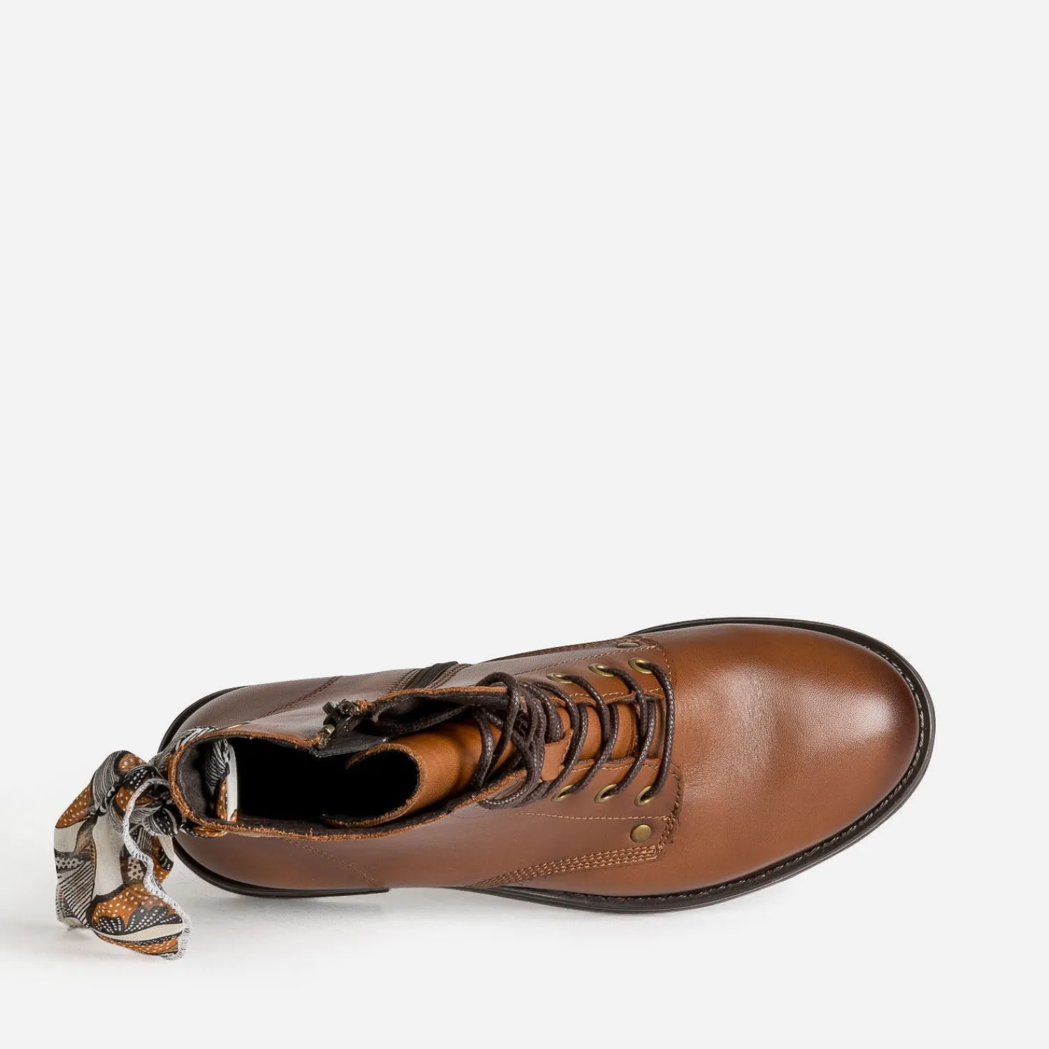 Eram Boots^Bottine camel cuir détail ruban MARRON