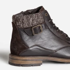 Eram Boots^Bottine foncé cuir détail chiné MARRON