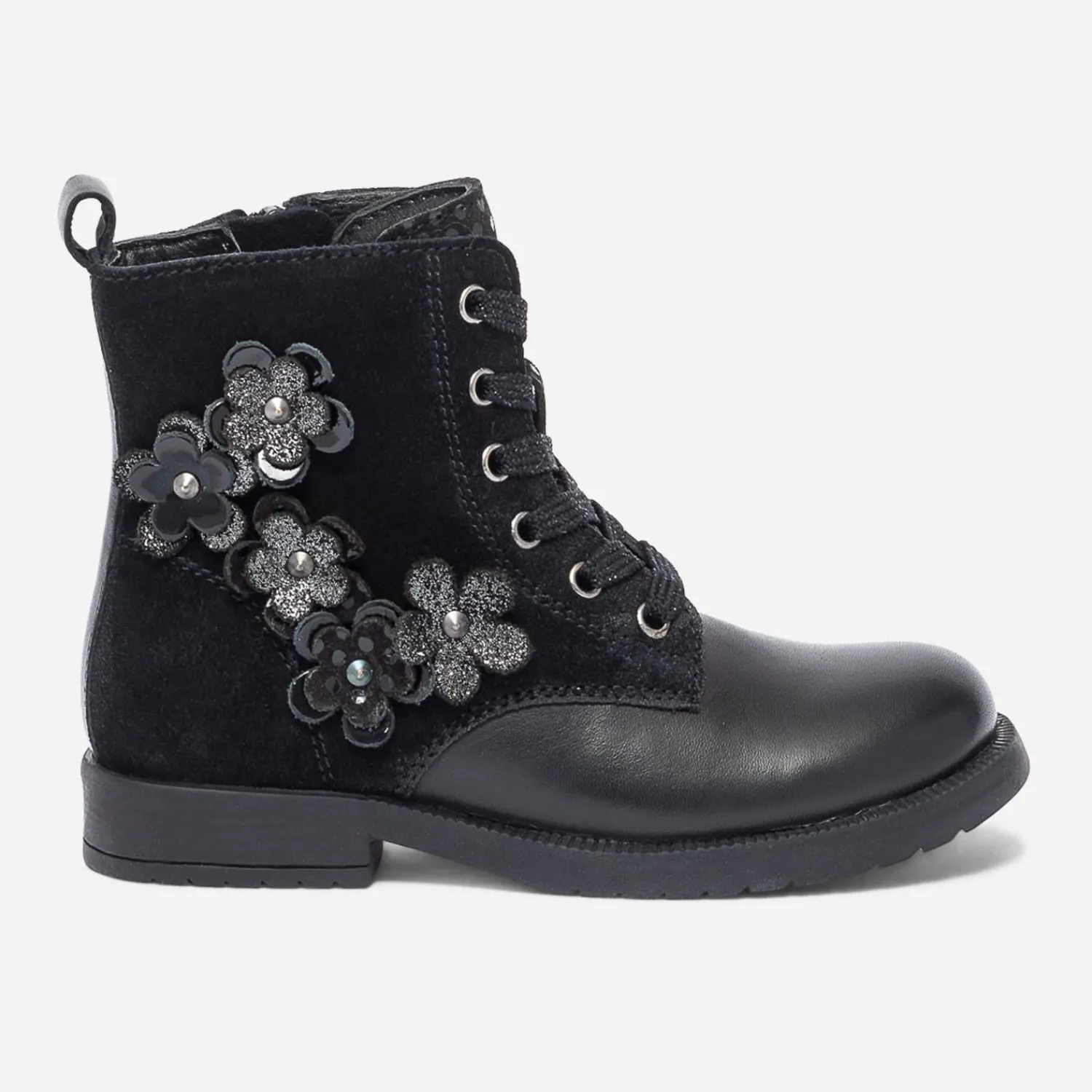 Eram Boots^Bottine e bi matière avec décor fleurs NOIR