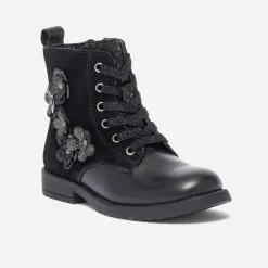 Eram Boots^Bottine e bi matière avec décor fleurs NOIR
