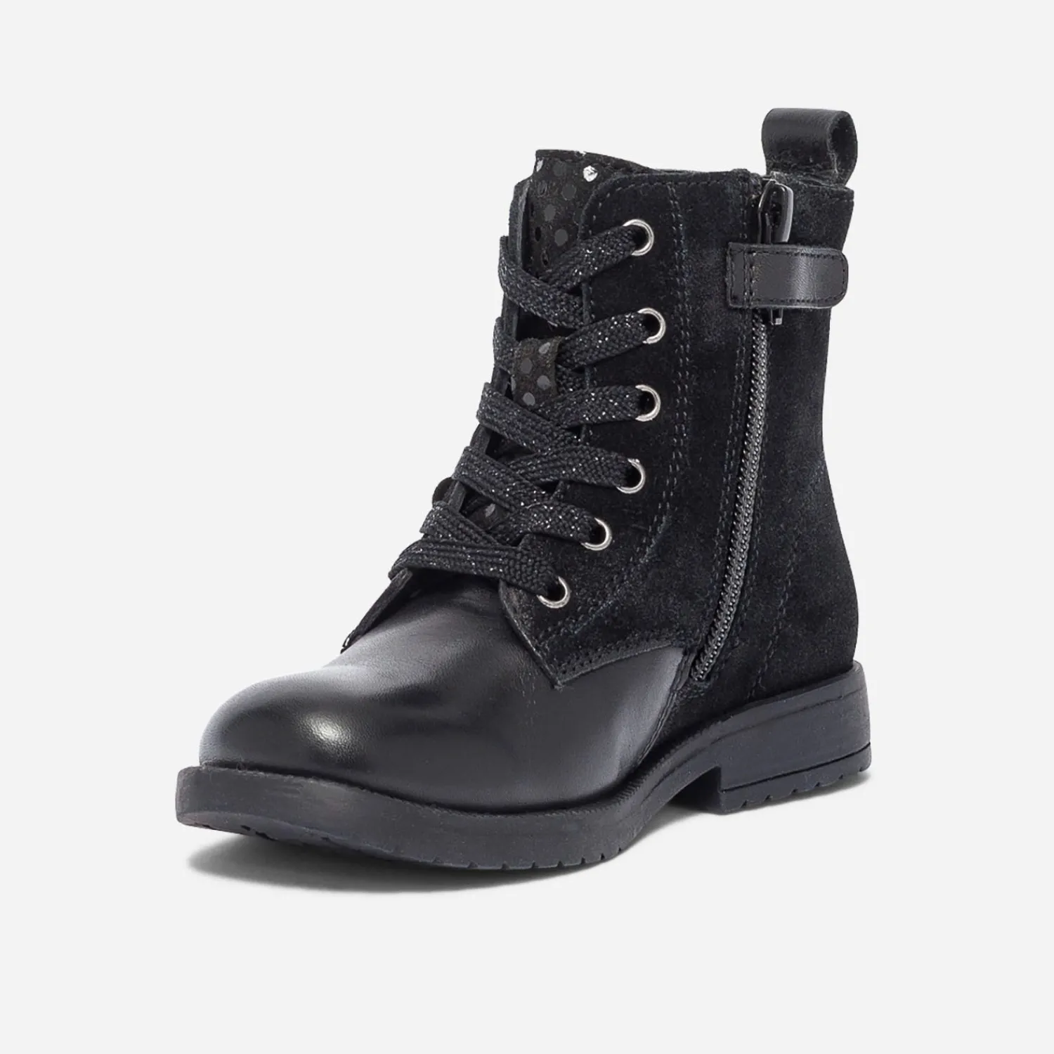 Eram Boots^Bottine e bi matière avec décor fleurs NOIR