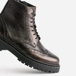 Texto Boots^Bottine marron métallisé cuir semelle épaisse METALISE