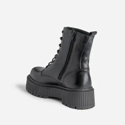 Texto Boots^Bottine e en cuir à semelle plateforme NOIR