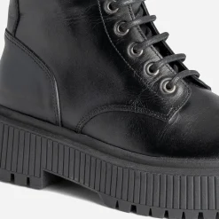 Texto Boots^Bottine e en cuir à semelle plateforme NOIR