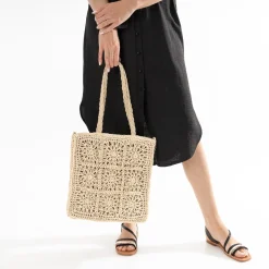 Eram Sacs Cabas^Cabas en paille papier BEIGE