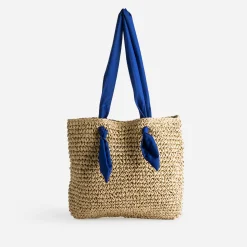 Eram Sacs Cabas^Cabas foncé paille papier anses-foulard BEIGE