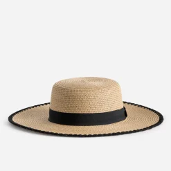 Texto Chapeaux, Bonnets & Casquettes^Capeline ruban noir BEIGE