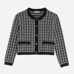 Texto Pulls^Cardigan tricot effet tweed NOIR