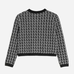 Texto Pulls^Cardigan tricot effet tweed NOIR