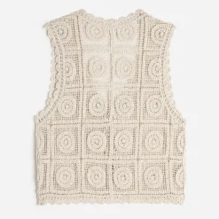 Texto T-Shirts^Cardigan sans manches crochet BEIGE
