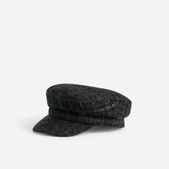 Texto Chapeaux, Bonnets & Casquettes^Casquette de marin e tweed NOIR