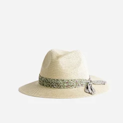 Eram Chapeaux, Bonnets & Casquettes^Chapeau effet paille foulard imprimé vert BEIGE