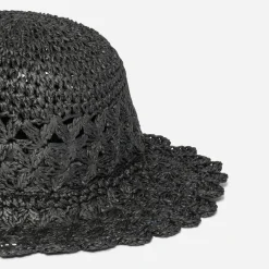 Texto Chapeaux, Bonnets & Casquettes^Chapeau noir tressé ROUGE