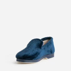 Eram Chaussons^Charentaise bleue cocooning fourrée MARINE