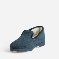Eram Chaussons^Charentaise bleue fourrée MARINE