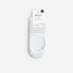 Eram Chaussettes & Collants^Chaussettes invisibles hes et à rayures dorées BLANC