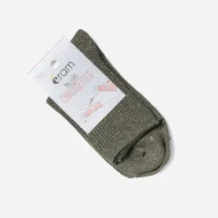 Eram Chaussettes & Collants^Chaussettes pailletées côtelées KAKI