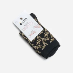 Eram Chaussettes & Collants^Chaussettes es motif feuilles dorées NOIR