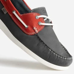 Tbs Chaussures Bateau^Chaussure bateau marine et rouge cuir nubuck BLEU