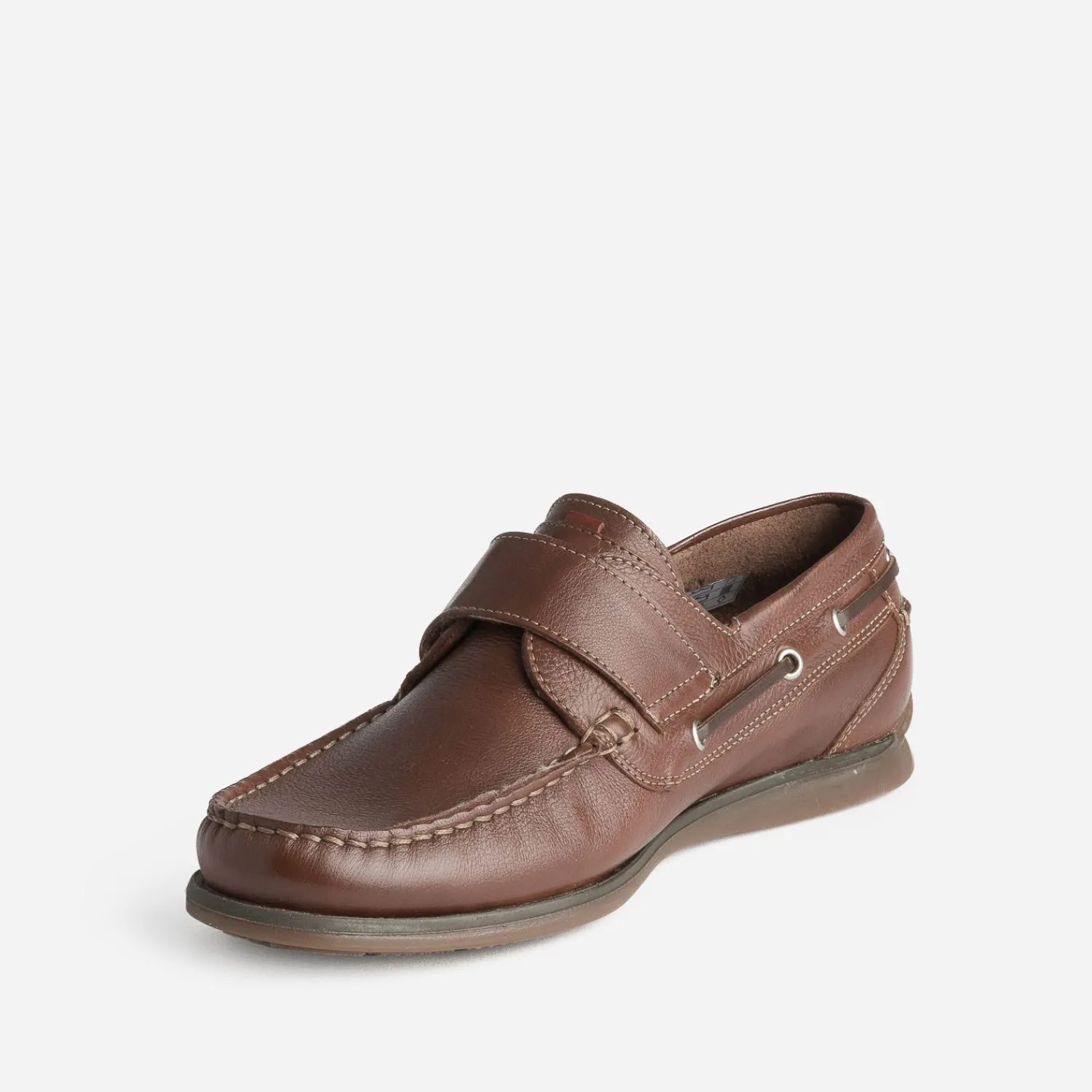Fluchos Chaussures Bateau^Chaussure-bateau cognac en cuir à scratch MARRON