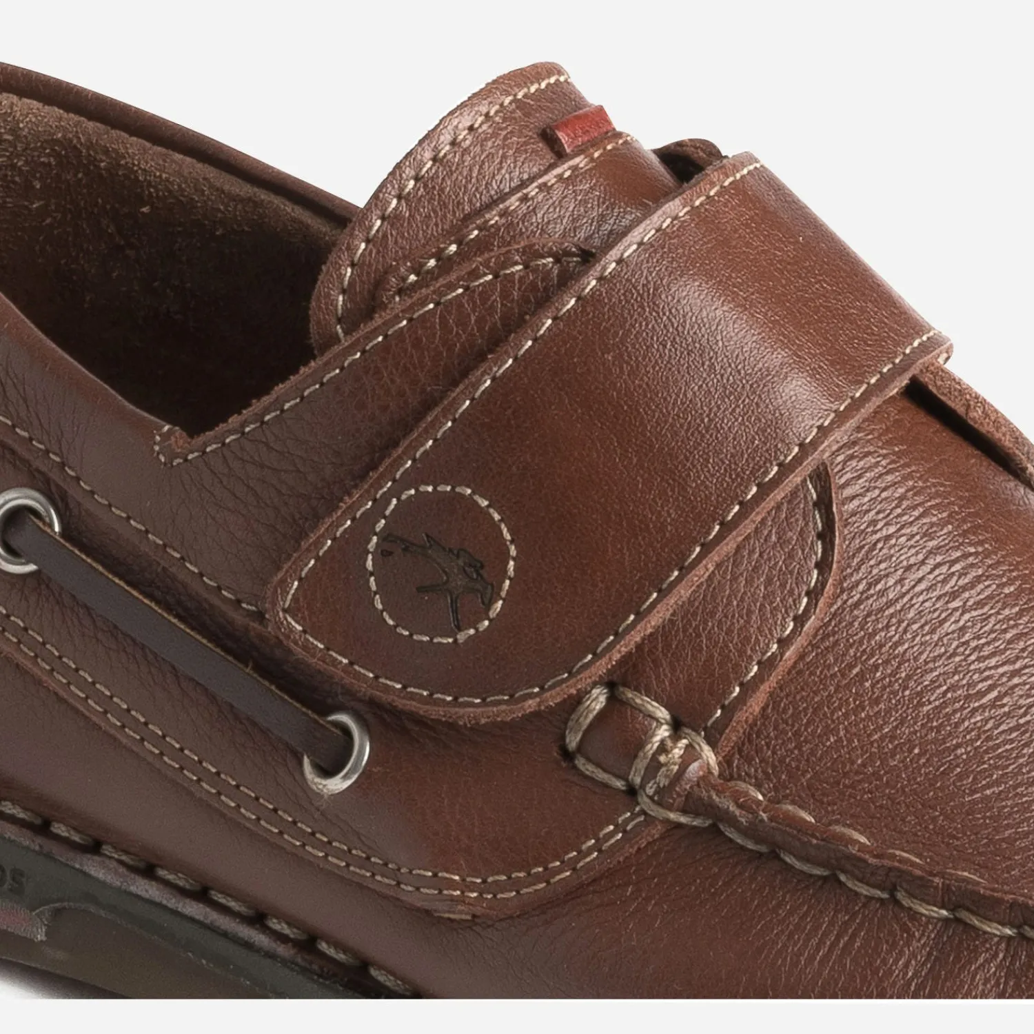 Fluchos Chaussures Bateau^Chaussure-bateau cognac en cuir à scratch MARRON