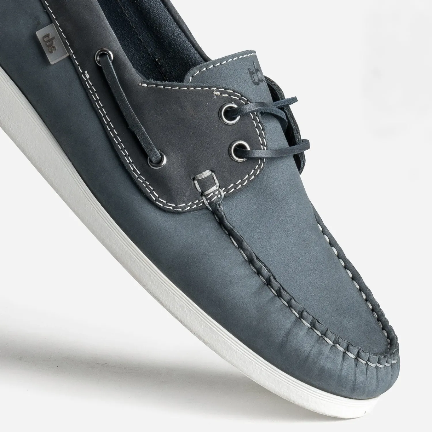 Tbs Chaussures Bateau^Chaussure-bateau bleu denim cuir nubuck MARINE