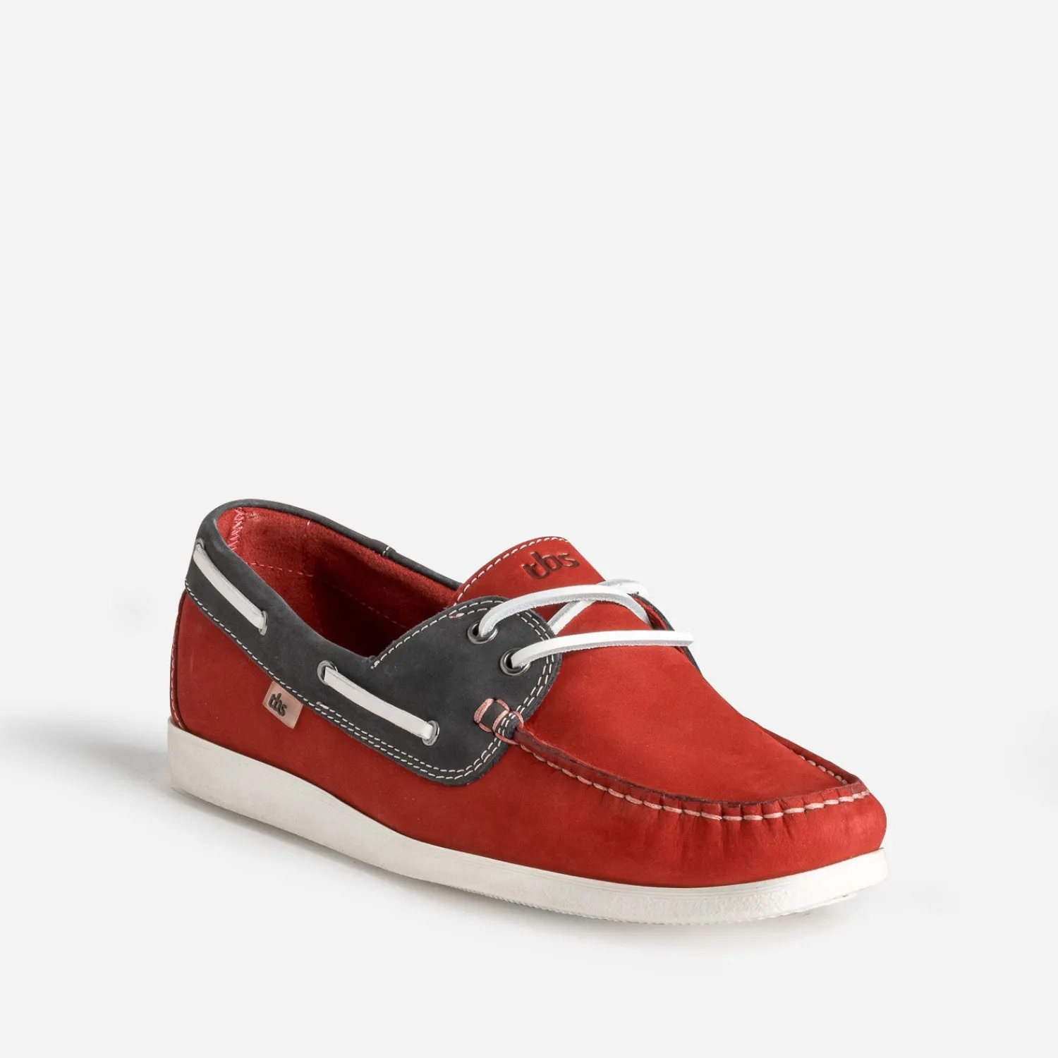 Tbs Chaussures Bateau^Chaussure-bateau et marine cuir nubuck ROUGE