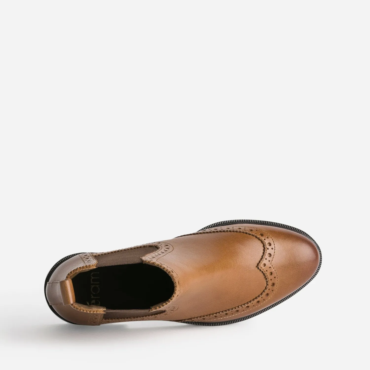Eram Boots^Chelsea boots cuir détails perforés COGNAC