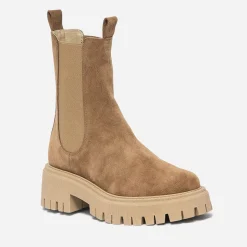 Texto Boots^Chelsea boots cranté cuir velours CAMEL