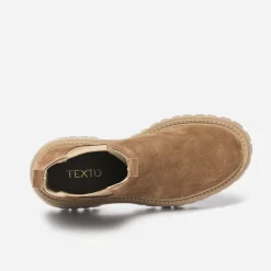 Texto Boots^Chelsea boots cranté cuir velours CAMEL
