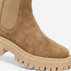Texto Boots^Chelsea boots cranté cuir velours CAMEL