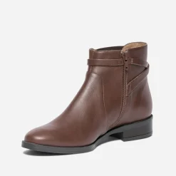 Eram Flex Boots^Chelsea boots cognac en cuir avec bride MARRON