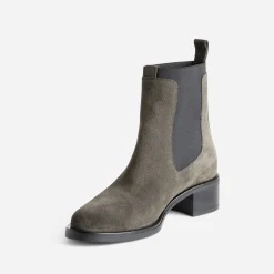 Eram Boots^Chelsea boots cuir velours KAKI