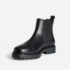 Eram Boots^Chelsea boots cuir semelle crantée NOIR