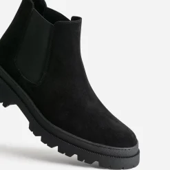 Eram Boots^Chelsea boots cuir velours NOIR