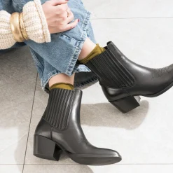Texto Boots^Chelsea boots santiag éco-conçu en cuir NOIR