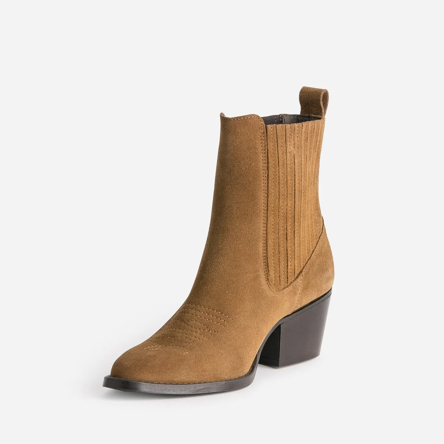 Texto Boots^Chelsea boots santiags camel éco-conçu en cuir velours TAUPE