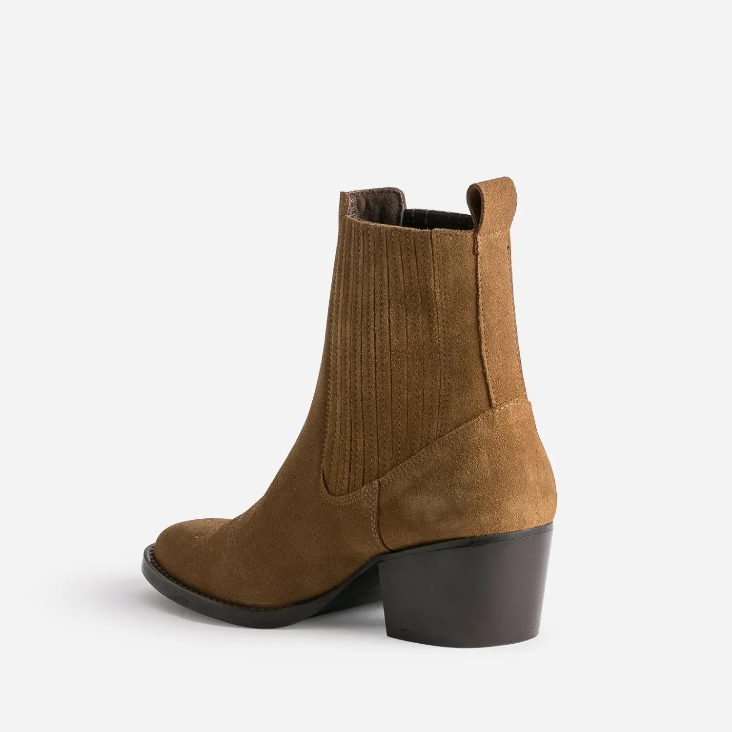 Texto Boots^Chelsea boots santiags camel éco-conçu en cuir velours TAUPE