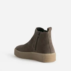 Eram Boots^Chelsea boots taupe cuir velours semelle effet crêpe GRIS