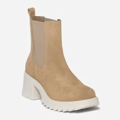 Texto Boots^Chelsea boots cuir velours BEIGE