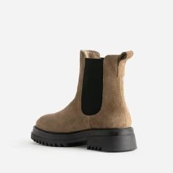 Texto Boots^Chelsea boots beige foncé en cuir velours MARRON