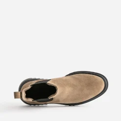 Texto Boots^Chelsea boots beige foncé en cuir velours MARRON